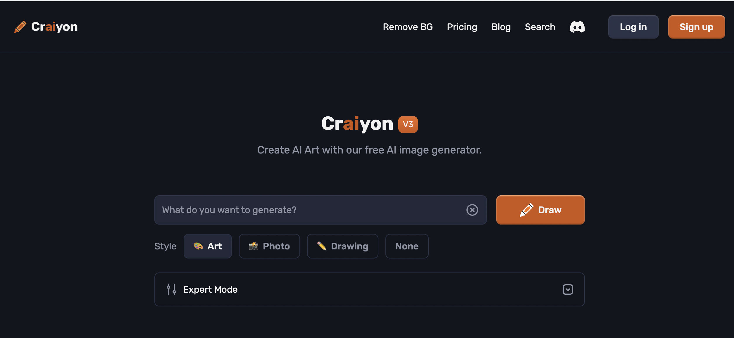 free ai image generator homescreeen